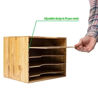 Mind Reader Vertical 4-Tier Bamboo File Organizer Box