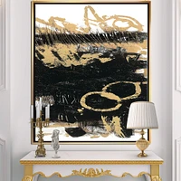 Designart - Gold and Black drift III - Modern Glam Canvas in Gold Frame