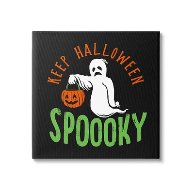 Stupell Industries Keep Halloween Spooky Trick Or Treat Ghost Canvas Wall Art