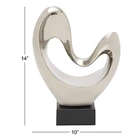 14" Silver Porcelain Modern Abstract Sculpture