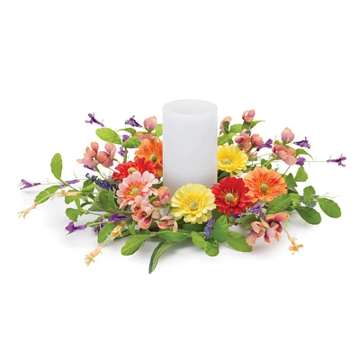14" Mixed Floral Candle Ring