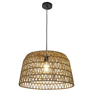 19.5" Boho Open Weave Metal and Paper Rope Ceiling Light