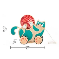 Hape Walk-A-Long Roll & Rattle Kitten Wooden Toddler Toy