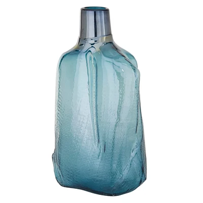 16" Blue Modern Glass Vase