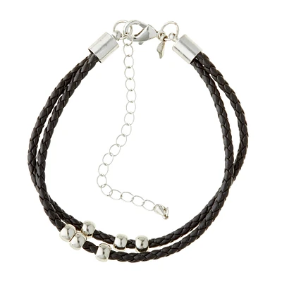 12 Pack: Charmalong™ Black Faux Leather Bracelet by Bead Landing™