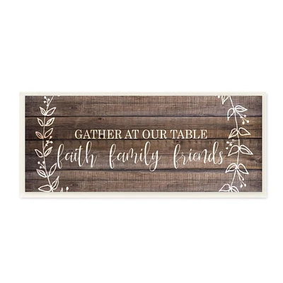 Stupell Industries Faith Family Friends Quote Wood Pattern Rustic Phrase Wood Wall Plaque