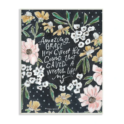 Stupell Industries Amazing Grace How Sweet Quote Blushing Spring Florals Wall Plaque