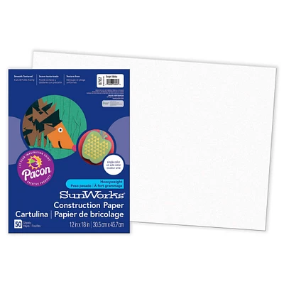 SunWorks® Bright White Construction Paper, 12" x 18", 5ct.