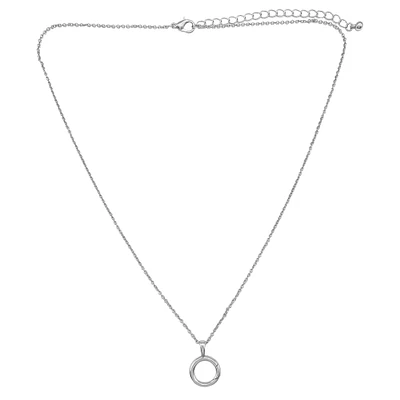 Rhodium Cable Necklace with Circle Charm Holder by Bead Landing™