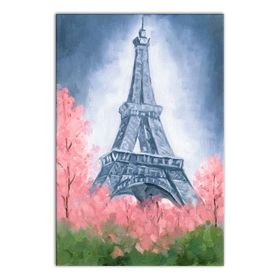 Eiffel Tower & Pink Foliage Canvas Wall Art