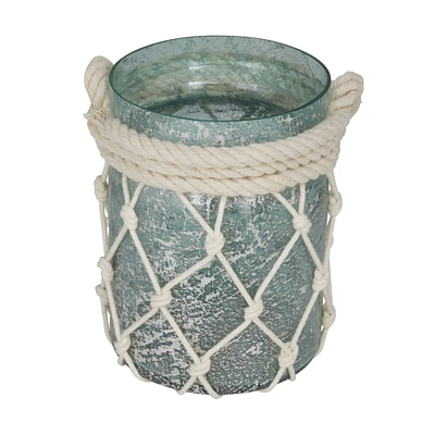 14" Aquamarine Glass Coastal Lantern