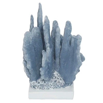 Blue Polystone Coastal Sculpture, Coral 10" x 7" x 6"