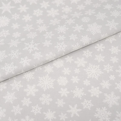 SINGER Christmas Snowflakes on Grey Cotton Fabric