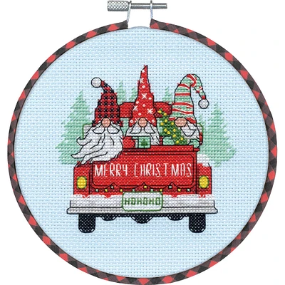 Dimensions® Learn-A-Craft Red Truck Gnomes Counted Cross Stitch Kit
