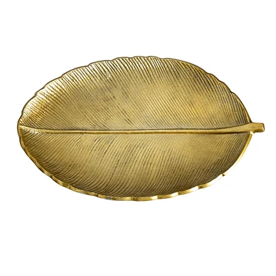 16" Gold Leaf Decorative Accent Tray