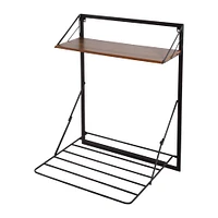 Honey Can Do 31" Black & Walnut Collapsible Wall-Mounted Clothes Drying Rack with Shelf