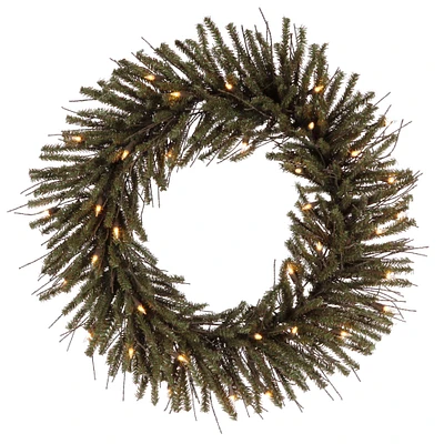 24" Pre-Lit Vienna Twig Christmas Wreath, Warm White LED Lights