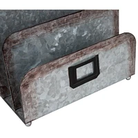 Mind Reader Silver 3-Section Galvanized Metal Magazine Holder