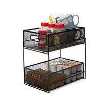 Mind Reader 2-Tier Metal Mesh Organizer Slide Out Basket Drawer