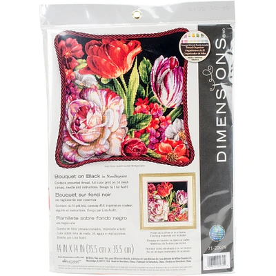 Dimensions® Bouquet On Black Stitched In Thread Needlepoint Kit