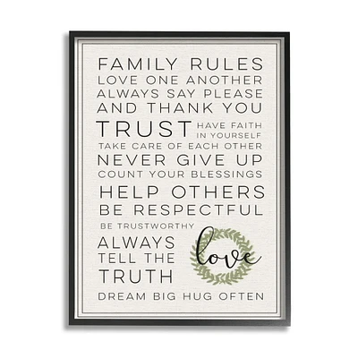 Stupell Industries Family Rules Love Dream Often Framed Wall Art