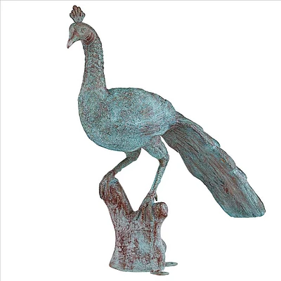 Design Toscano 33.5" Pleasant Peacock Cast Bronze Garden Statue