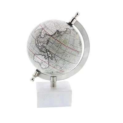 9" White Ceramic & Metal Contemporary Globe
