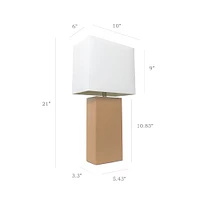 Elegant Designs™ 2 Pack Leather Table Lamps with White Shades