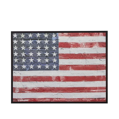 Red Wood Traditional American Flag Wall Decor 36" x 47" x 2"
