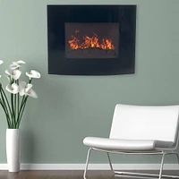 Hastings Home 25.5" Black Curved Electric Fireplace