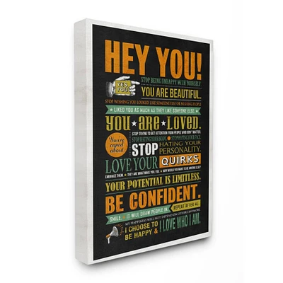 Stupell Industries Hey You Inspirational Canvas Wall Art