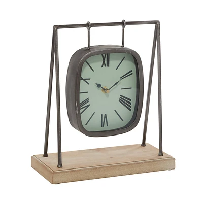 12" Gray Wood Farmhouse Swing Clock