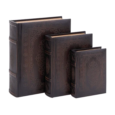 Dark Brown Wood Traditional Book Box Set