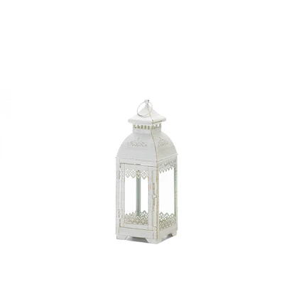 13" Rustic Metal White Lace Victorian Style Domed Lantern