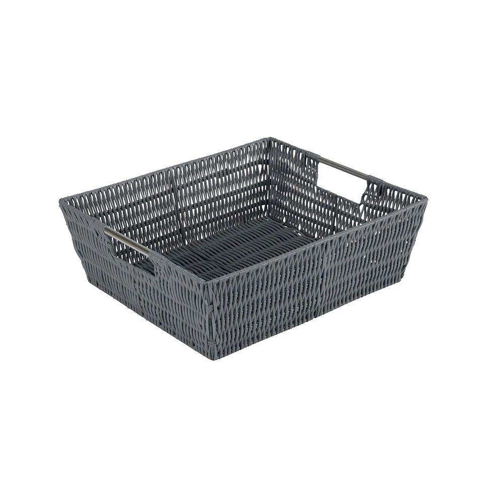 Simplify Charcoal Shelf Storage Rattan Tote Basket