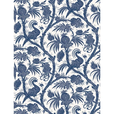 Scalamandre Indigo Balinese Peacock Peel & Stick Wallpaper