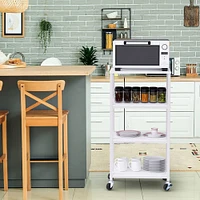 White Kitchen Cart 4-Tier Rolling Cart