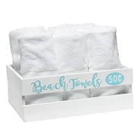 Elegant Designs Large White Wash Coastal Towel Holder, Frame & Toilet Paper Holder Set