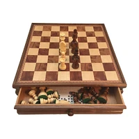 15" Walnut & Maple Drawer Chest Chess Set