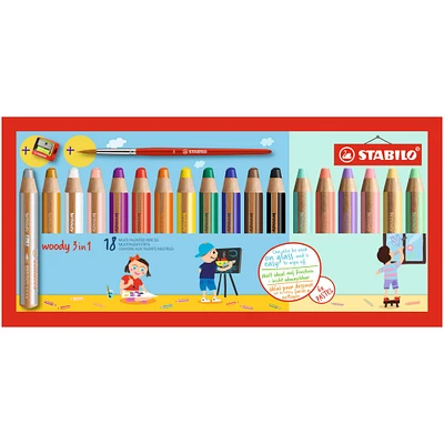 4 Pack: STABILO® Woody 3-in-1 Colored Pencil Set