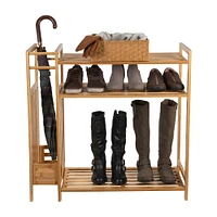 Organize It All Bamboo Shoe Rack with Umbrella Stand