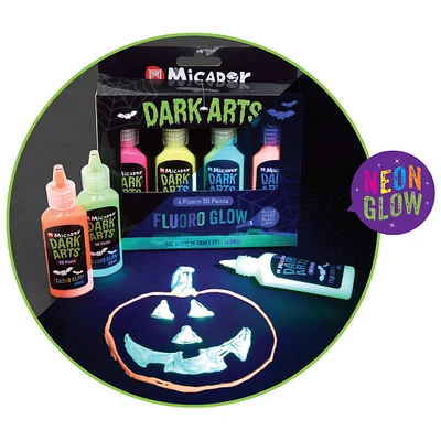 Micador® Dark Arts 4 Color Neon Fluoro Glow 3D Paint Set
