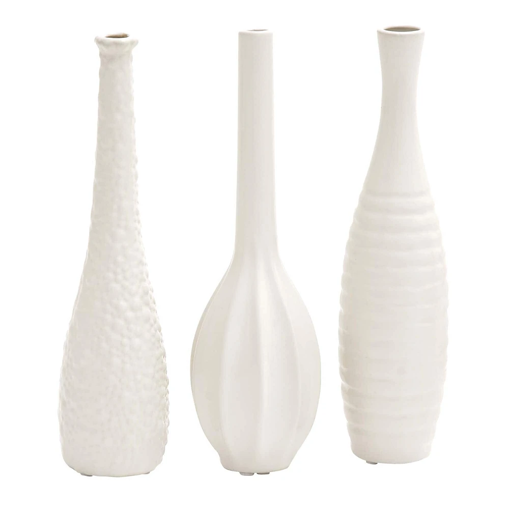 CosmoLiving by Cosmopolitan White Stoneware Modern Vase Set