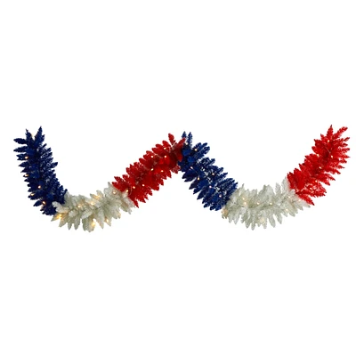 9ft. Warm LED Lights Americana Garland