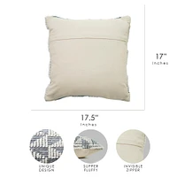 American Art Décor™ Handwoven Blue & Cream Boho Decorative Throw Pillow