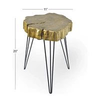 26" Gold Polystone & Metal Modern Accent Table