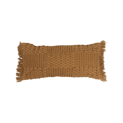 Tan Fringed Lumbar Pillow