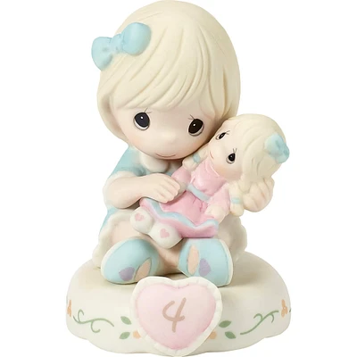 Precious Moments Growing In Grace Blonde Girl Age 4 Bisque Porcelain Figurine