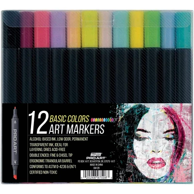 Pro Art® 12 Color Basic Graphic Art Marker Set