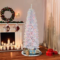 6.5ft. Pre-Lit White Pencil Fraser Fir Artificial Christmas Tree, Multicolor Lights